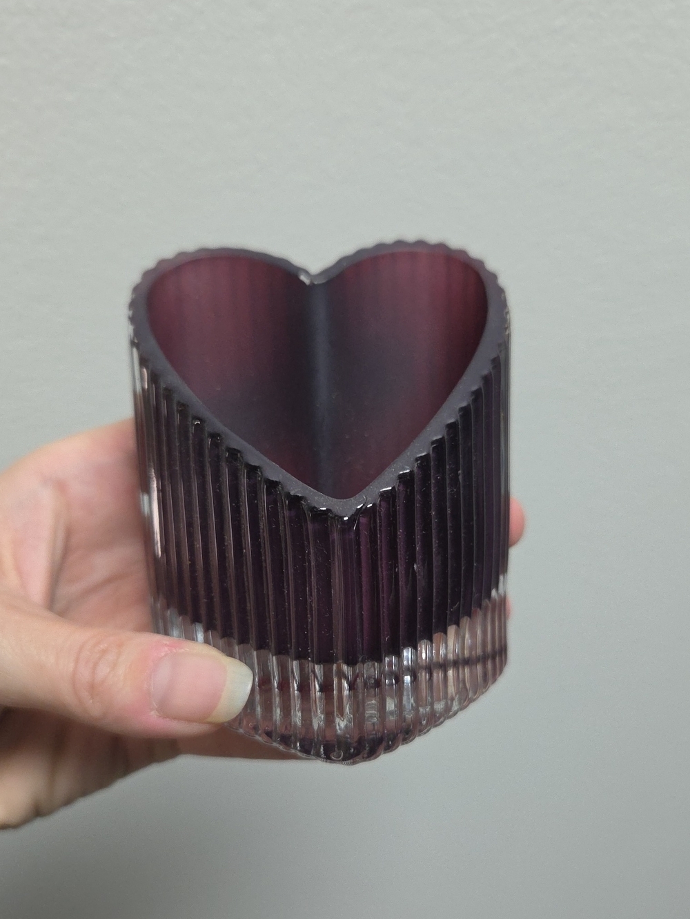 Purple Heart Glass Votive Holder -